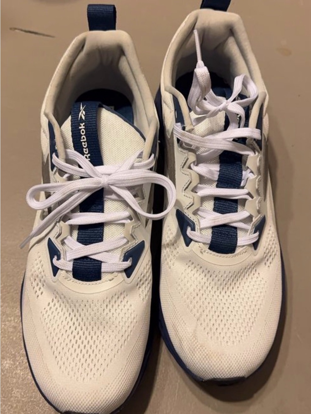 Reebok Men’s White and Navy Athletic Running Shoes